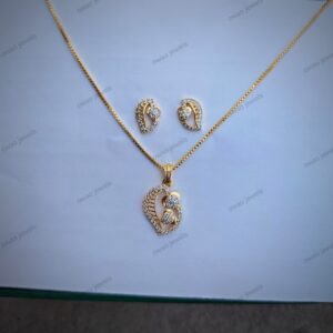 PS 3 Premium Heart-Leaf Micro Gold Plated Pendant Set