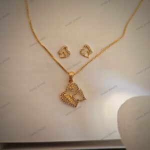 PS 3 Premium Heart-Leaf Micro Gold Plated Pendant Set full heart dubble